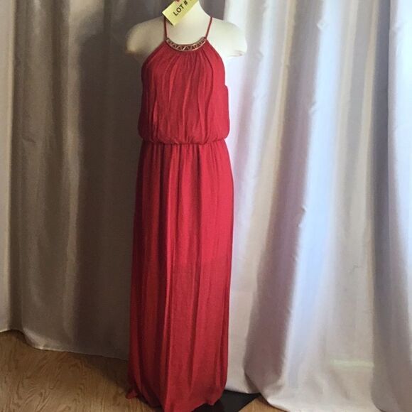 Crinkled gauze like material red maxi dress in size Large by AS U WISH - Picture 1 of 15